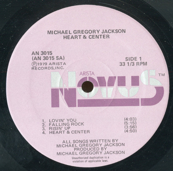 Michael Gregory Jackson : Heart & Center (LP, Album)