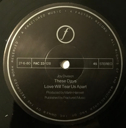 Joy Division : Love Will Tear Us Apart (12", Single, RE, A2/)