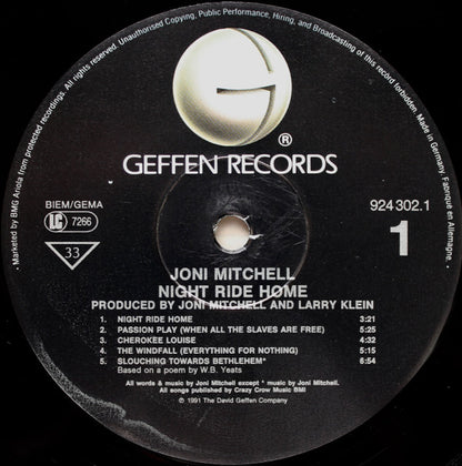 Joni Mitchell : Night Ride Home (LP, Album, Gat)