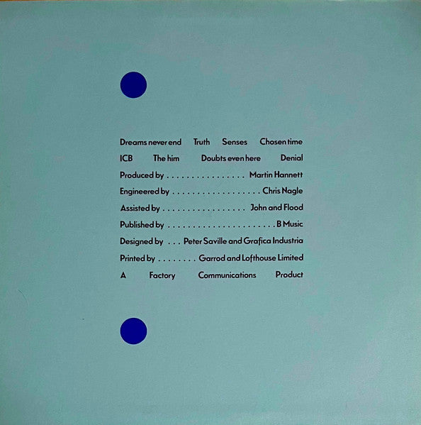 New Order : Movement (LP, Album, A2 )