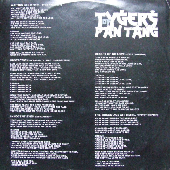 Tygers Of Pan Tang : The Wreck-Age (LP, Album)