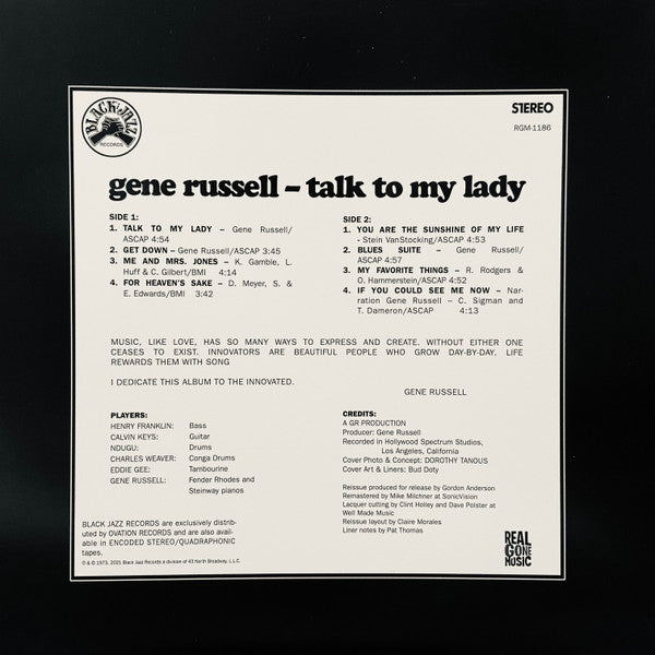 Gene Russell : Talk To My Lady (LP, Album, RE)