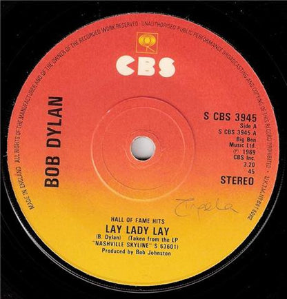 Bob Dylan : Lay Lady Lay / I Threw It All Away (7", RE)