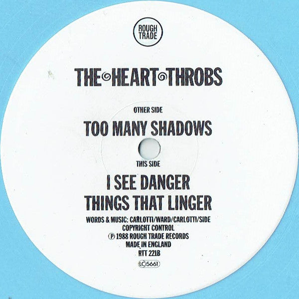 The Heart Throbs : Too Many Shadows (12", Single, Ltd, Blu)