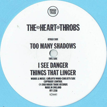 The Heart Throbs : Too Many Shadows (12", Single, Ltd, Blu)