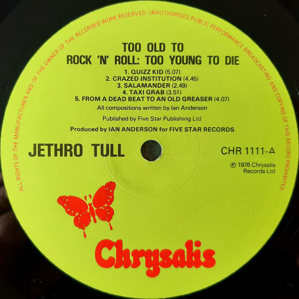 Jethro Tull : Too Old To Rock 'N' Roll: Too Young To Die! (LP, Album, Gat)