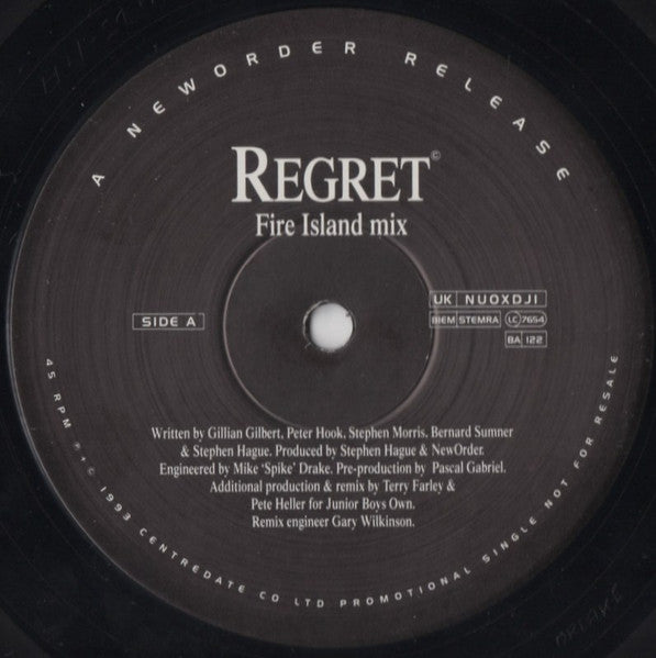 NewOrder* : Regret (2x12", Single, Promo)