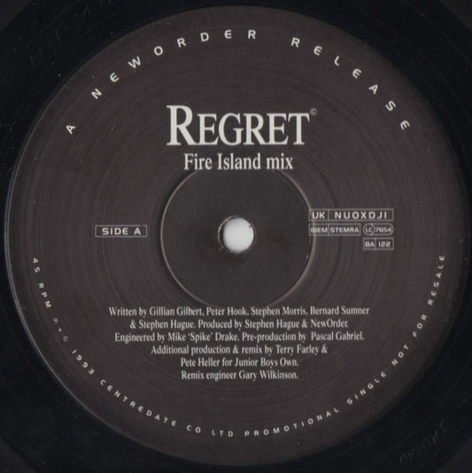 NewOrder* : Regret (2x12", Single, Promo)