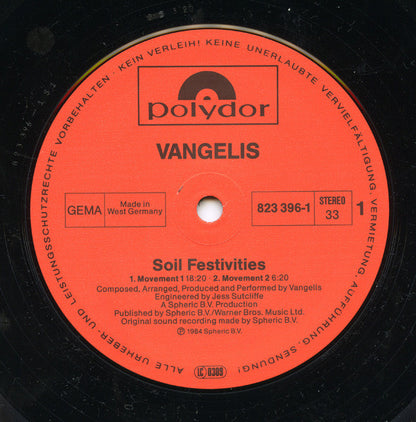 Vangelis : Soil Festivities (LP, Album)