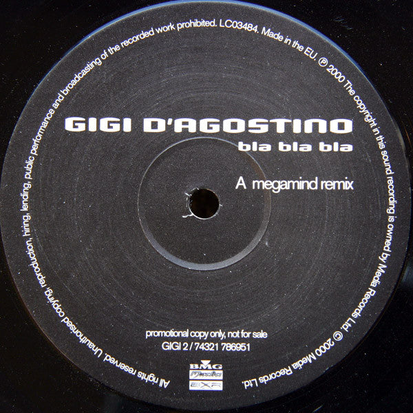 Gigi D'Agostino : Bla Bla Bla (12", Promo)