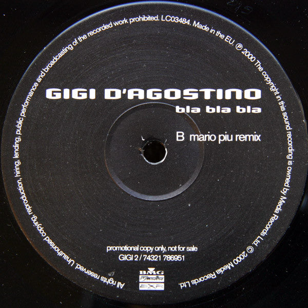 Gigi D'Agostino : Bla Bla Bla (12", Promo)