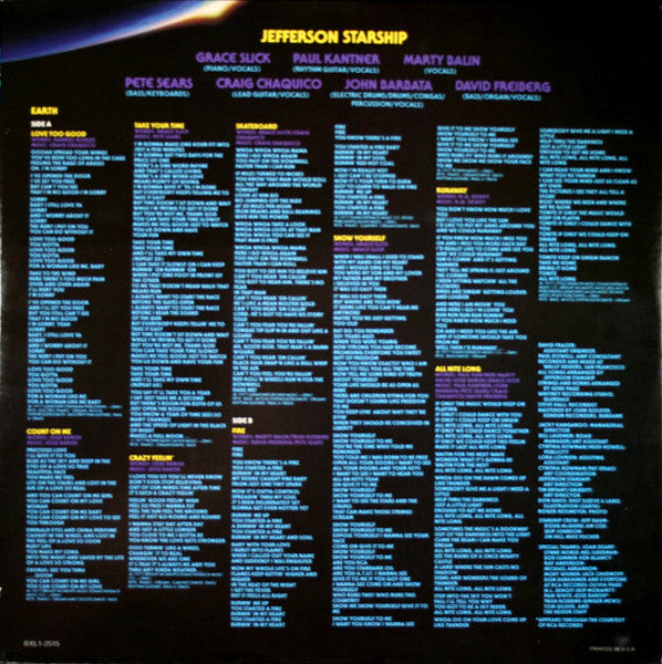 Jefferson Starship : Earth (LP, Album)