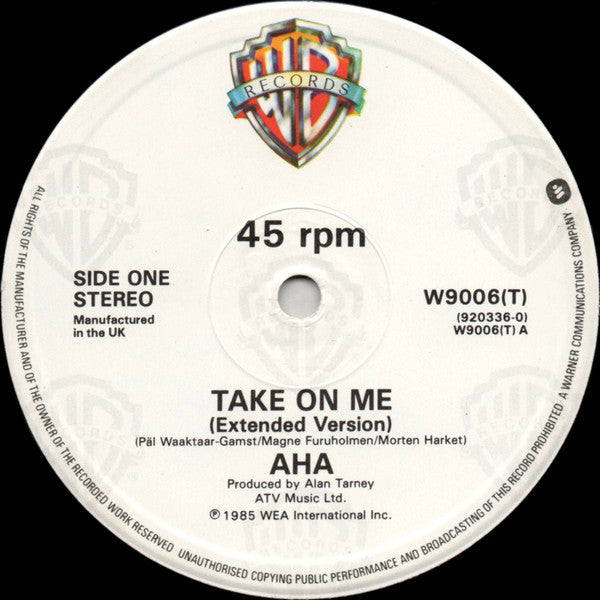 a-ha : Take On Me (Extended Version) (12", Single)