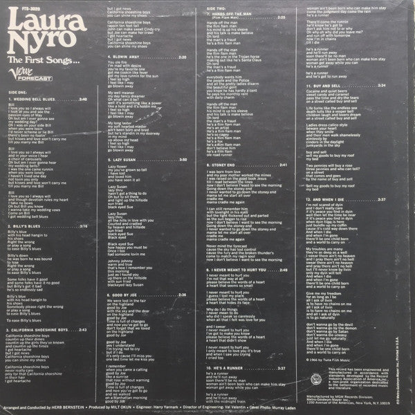 Laura Nyro : The First Songs... (LP, Album, RE)