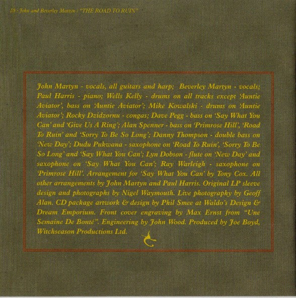 John & Beverley Martyn : The Road To Ruin (CD, Album, RE, RM)