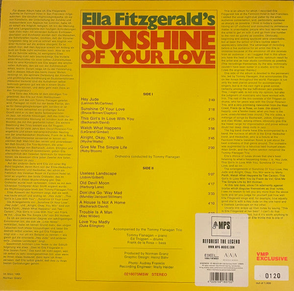 Ella Fitzgerald : Sunshine Of Your Love (LP, Album, Club, Ltd, Num, RE, Yel)