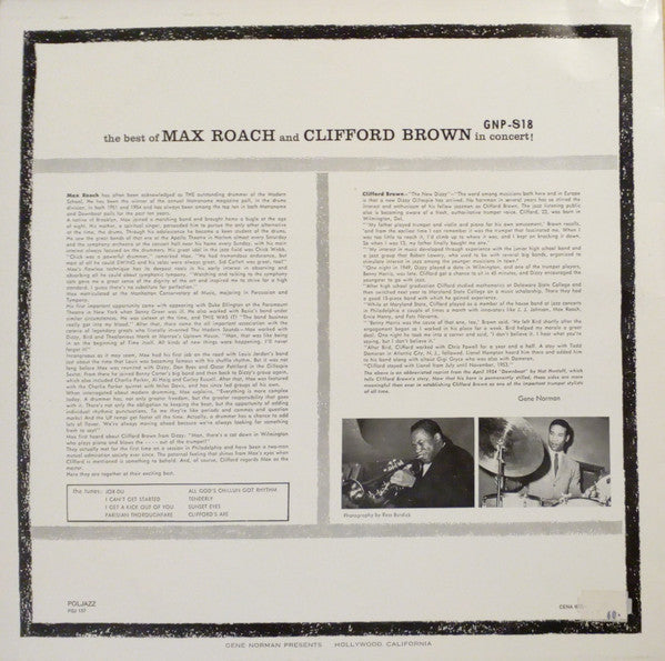 Max Roach And Clifford Brown* : The Best Of Max Roach And Clifford Brown In Concert! (LP, Album, RE)