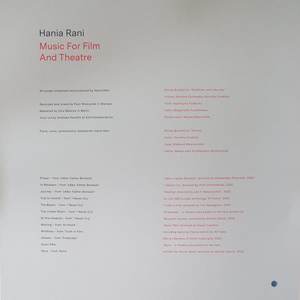 Hania Rani : Music For Film And Theatre (LP, Album, Ltd, Cle)