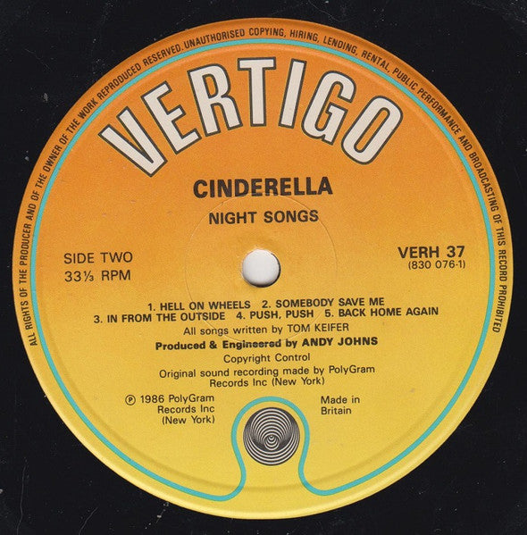 Cinderella (3) : Night Songs (LP, Album)
