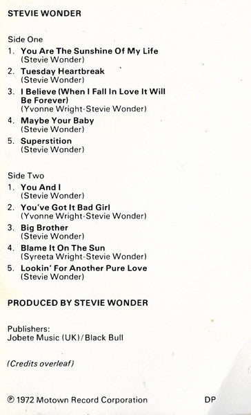 Stevie Wonder : Talking Book (Cass, Album)