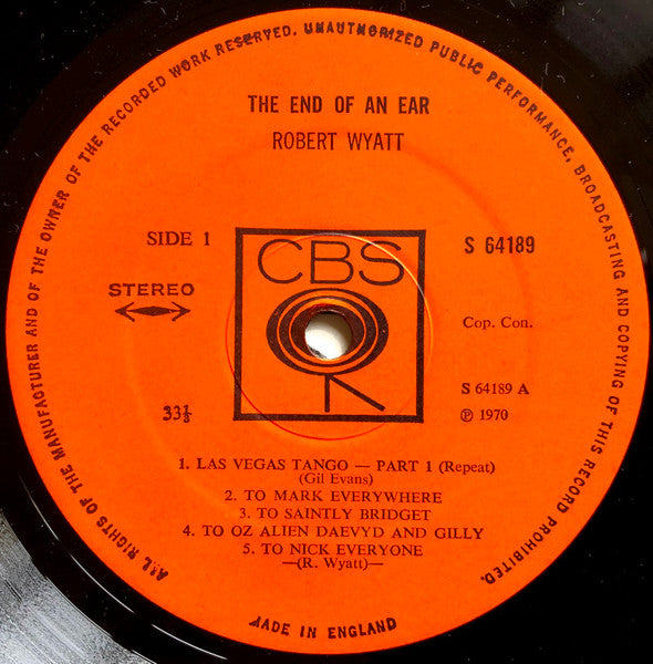 Robert Wyatt : The End Of An Ear (LP, Album)
