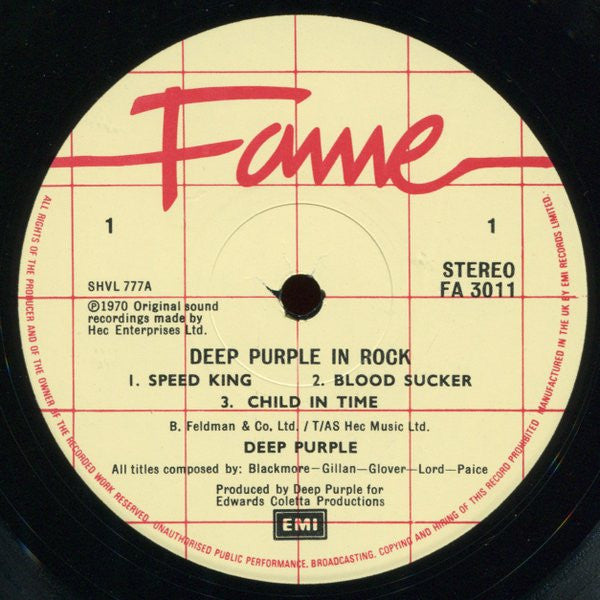 Deep Purple : In Rock (LP, Album, RE)