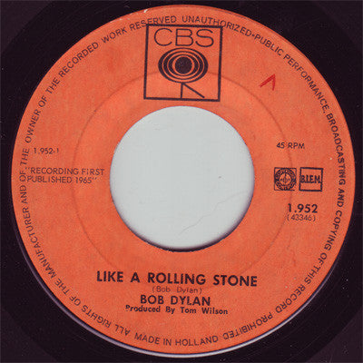 Bob Dylan : Like A Rolling Stone / Gates Of Eden (7", Single)
