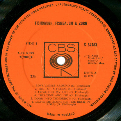 Fishbaugh, Fishbaugh & Zorn : Fishbaugh, Fishbaugh And Zorn (LP, Album, Gat)