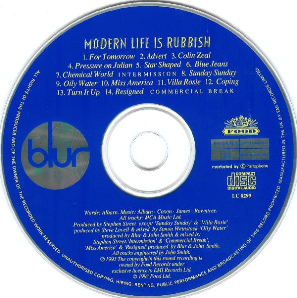 Blur : Modern Life Is Rubbish (CD, Album)