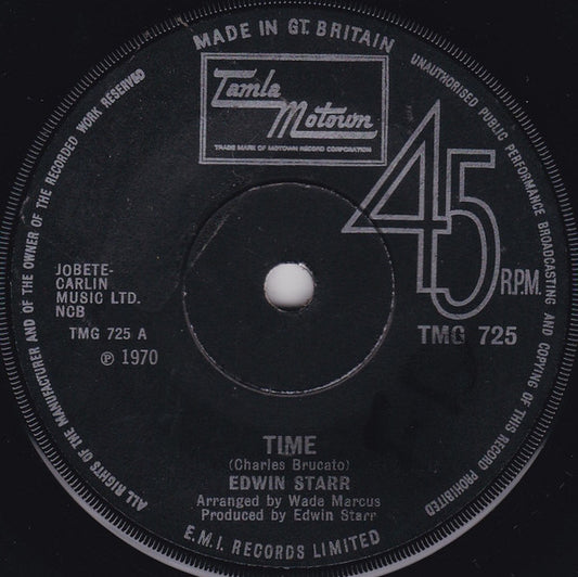 Edwin Starr : Time  (7", Single, Sol)