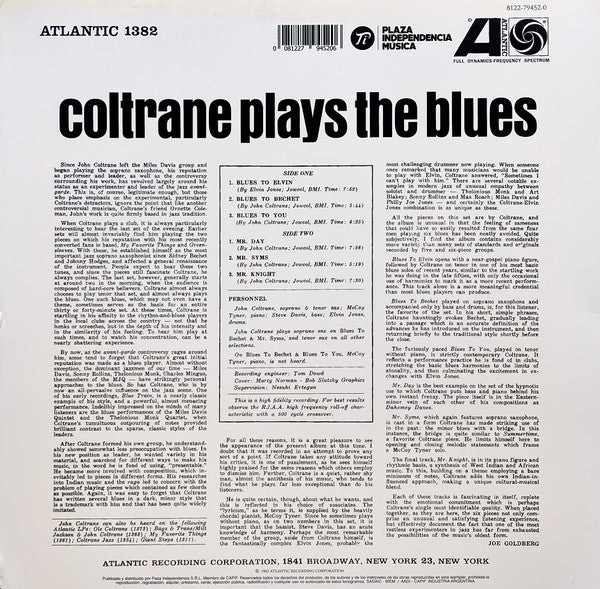 John Coltrane : Coltrane Plays The Blues (LP, Album, RE, RM)