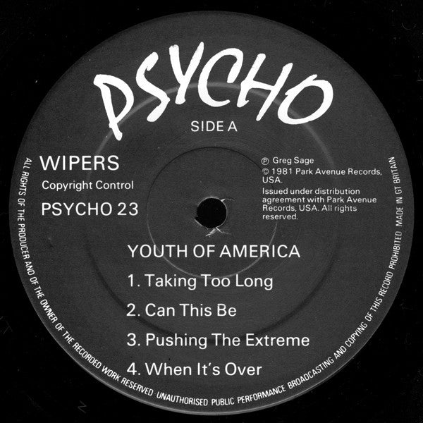 Wipers : Youth Of America (LP, Album, RE)