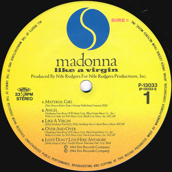 Madonna : Like A Virgin (LP, Album)