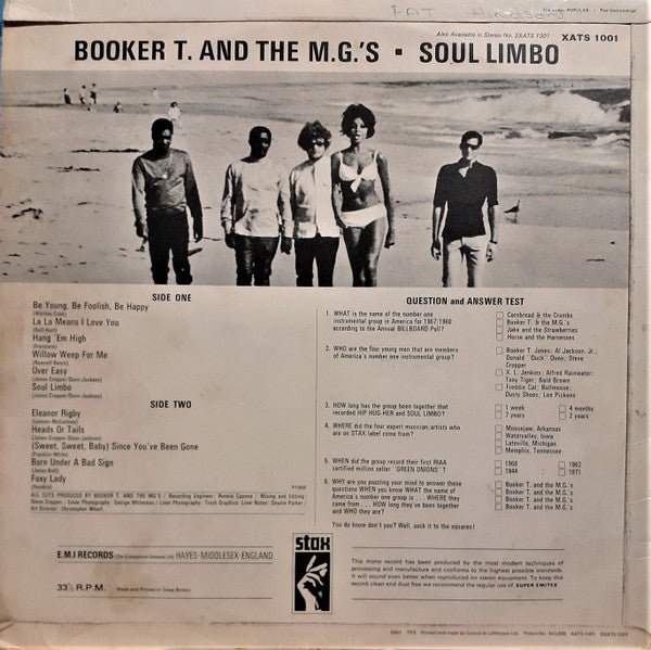 Booker T. And The M.G.'s* : Soul Limbo (LP, Album, Mono)