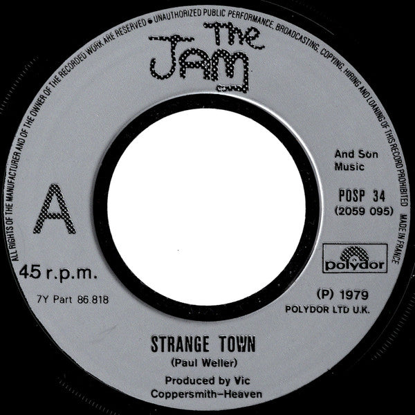 The Jam : Strange Town (7", Single, Fre)