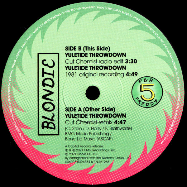 Blondie Featuring Fab 5 Freddy : Yuletide Throwdown (12", EP, RM, 180)