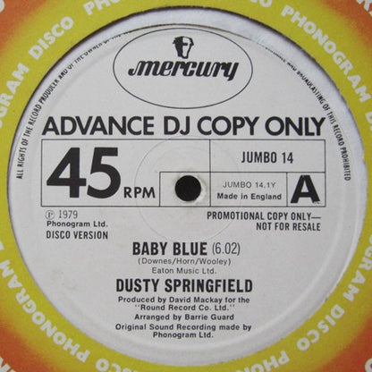 Dusty Springfield : Baby Blue (12", Promo)