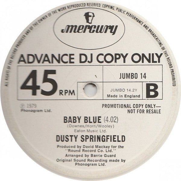 Dusty Springfield : Baby Blue (12", Promo)