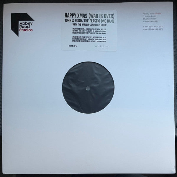 John Lennon & Yoko Ono And The Plastic Ono Band With The Harlem Community Choir : Happy Xmas (War Is Over) (Acetate, 12", S/Sided, Ltd, Num, RE)