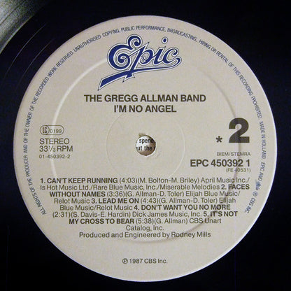 The Gregg Allman Band : I'm No Angel (LP, Album)