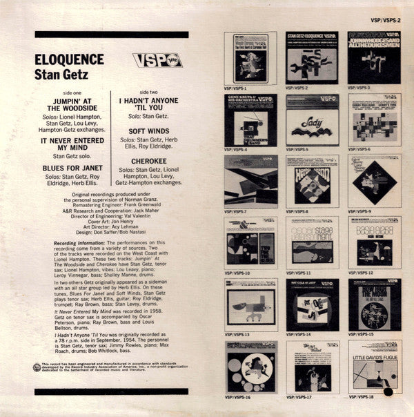 Stan Getz : Eloquence (LP, Comp)