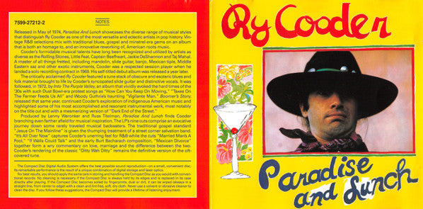 Ry Cooder : Paradise And Lunch (CD, Album)