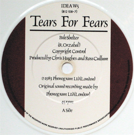 Tears For Fears : Pale Shelter (7", Single, S/Edition, Whi)