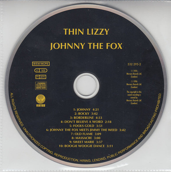 Thin Lizzy : Johnny The Fox (CD, Album, RE, RM)