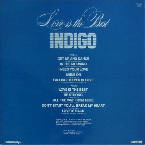 Indigo (15) : Love Is The Best (LP, Album, Mono)