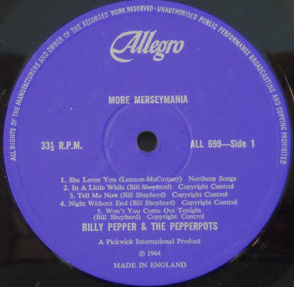 Billy Pepper & The Pepperpots : Beat !!!!! More Merseymania (LP, Album)