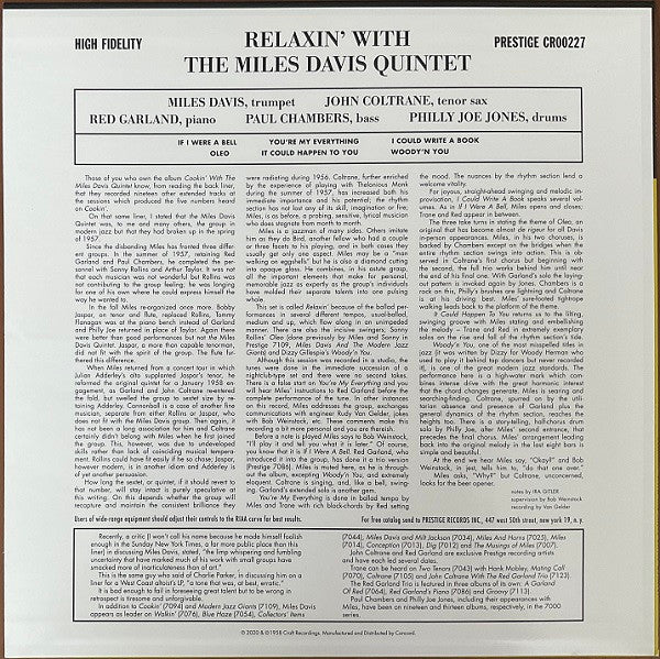 The Miles Davis Quintet : Relaxin' With The Miles Davis Quintet (LP, Album, Mono, Ltd, Num, RE, 180 + Box)