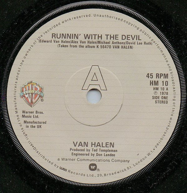 Van Halen : Runnin' With The Devil (7", RE)