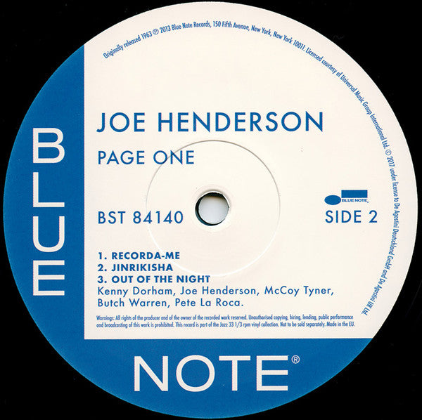 Joe Henderson : Page One (LP, Album, RE, 180)