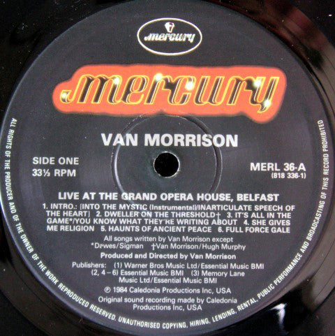 Van Morrison : Live At The Grand Opera House Belfast (LP, Album)